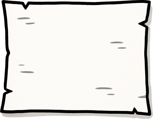 horizontal papel blanco.
In-Game asset.  2d.  High contrast.  No shadows