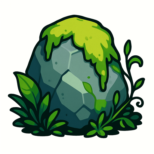 Pierre élément végétal.
In-Game asset.  2d.  High contrast.  No shadows