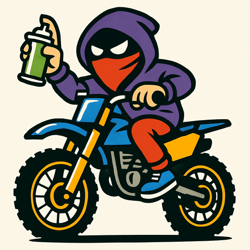 vandal riding dirt bike.
In-Game asset.  High contrast.  No shadows