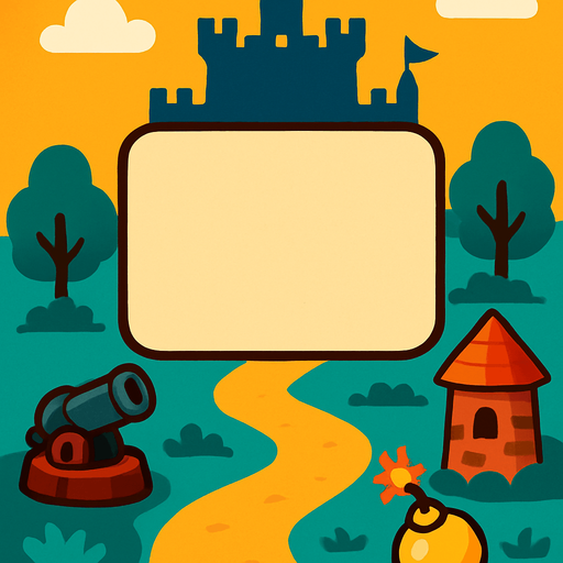 Tower defence menü background.
In-Game asset.  2d.  High contrast.  No shadows