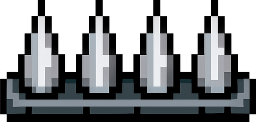 tira de puas hecho con pixeles.
In-Game asset.  2d.  High contrast.  No shadows