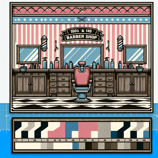 100x140 barber background.
Single Game Texture.  In-Game asset.  2d.  Blank background.  High contrast.  No shadows