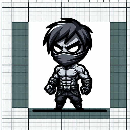 chibi anger bulk and bold guy tomb raider bandit.
Single Game Texture.  In-Game asset.  2d.  Blank background.  High contrast.  No shadows