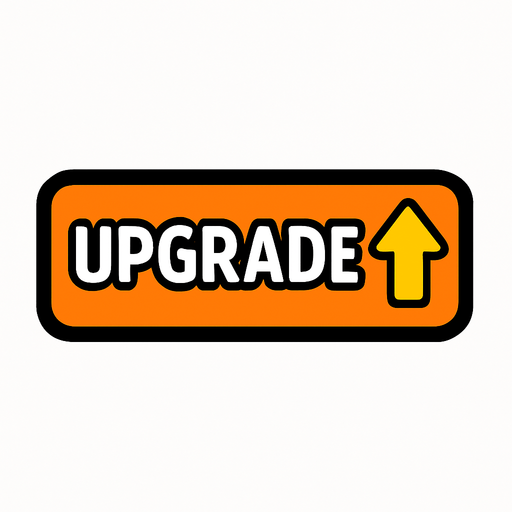 a 2d upgrade button png.
In-Game asset.  2d.  High contrast.  No shadows
