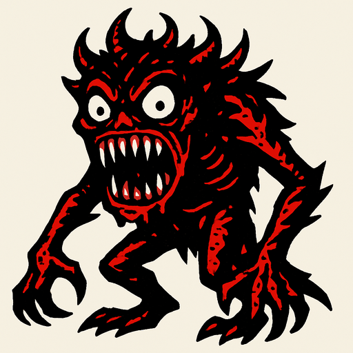 korkunç bir canavar.
In-Game asset.  2d.  High contrast.  No shadows