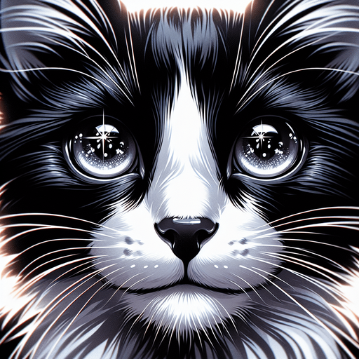 black and white cat face