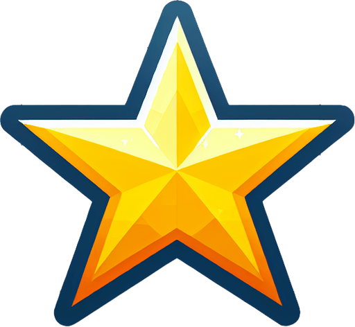 star, yellow, 2D.
Single Game Texture.  In-Game asset.  2d.  Blank background.  High contrast.  No shadows
