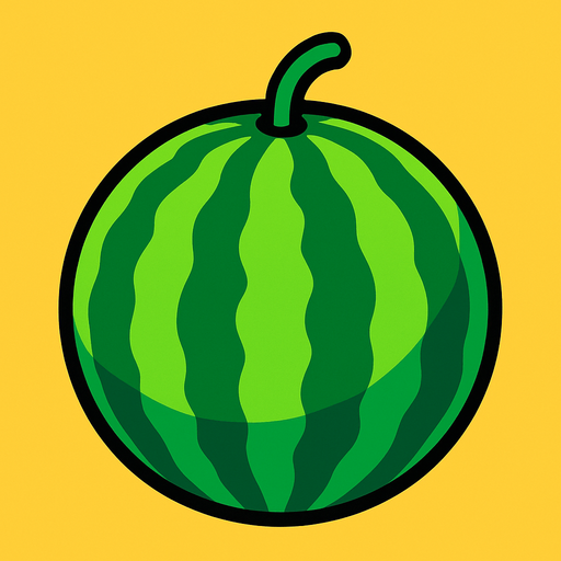 A 2D Watermelon.
In-Game asset.  2d.  High contrast.  No shadows