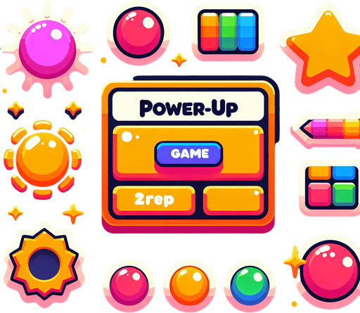 Colorful powerup.
Single Game Texture. In-Game asset. 2d. Blank background. High contrast. No shadows.