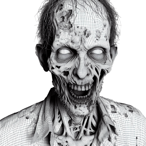 Big zombie.
Single Game Texture.  In-Game asset.  2d.  Blank background.  High contrast.  No shadows. 3d