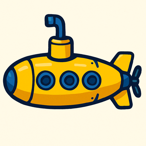 horizontal top down image submarine.
In-Game asset.  2d.  High contrast.  No shadows
