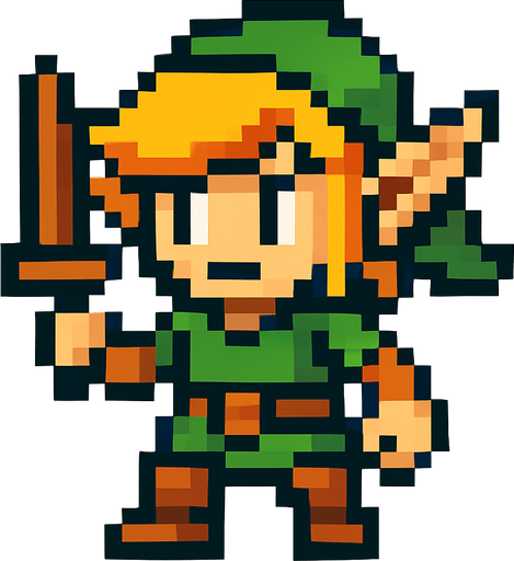 pixel elf.
In-Game asset.  2d.  High contrast.  No shadows