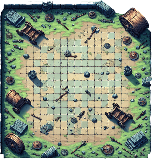 Make a birds eye view of an abandoned ancient battlefield in an 8bit style that would make a good background for a mobile game that would fill the entire screen with no walls.
Single Game Texture. In-Game asset. 2d. Blank background. High contrast. No shadows.
