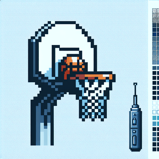 pixel art, an basketball hoop seen from the side..
Blank background. High contrast. No shadows.