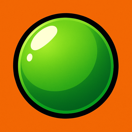 Yeşil 3d top.
In-Game asset.  2d.  High contrast.  No shadows