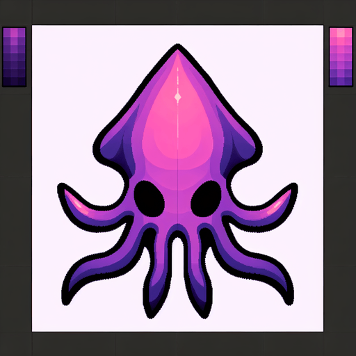 top down image purple squid alien.
Single Game Texture.  In-Game asset.  2d.  Blank background.  High contrast.  No shadows