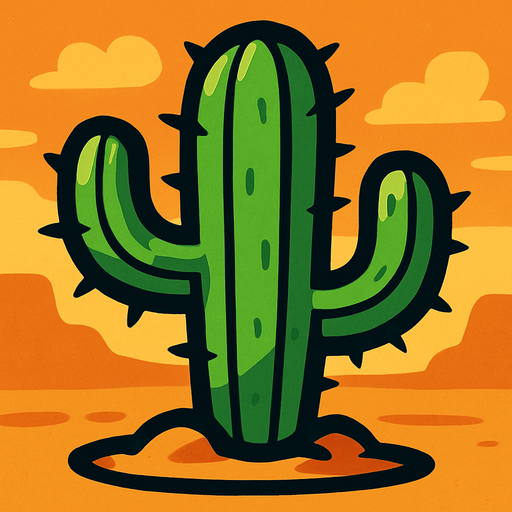 Cactus.
In-Game asset.  2d.  High contrast.  No shadows