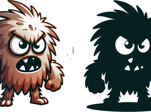 A single, cartoonish little monster. It has fur and a big mouth, and its movement posture looks as if it's about to pounce forward..
Single Game Texture. In-Game asset. 2d. Blank background. High contrast. No shadows.