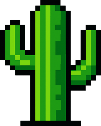 Make a 8-bit cactous.
In-Game asset.  2d.  High contrast.  No shadows