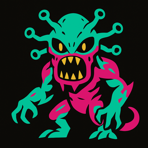 Alien monster.
In-Game asset.  2d.  High contrast.  No shadows