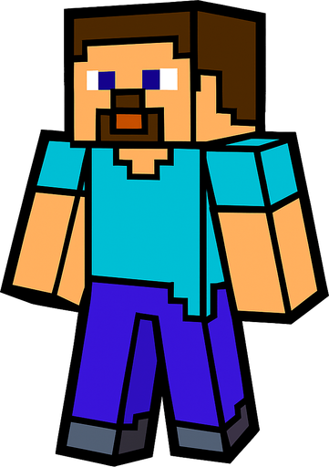 minecraft steve.
In-Game asset.  2d.  High contrast.  No shadows
