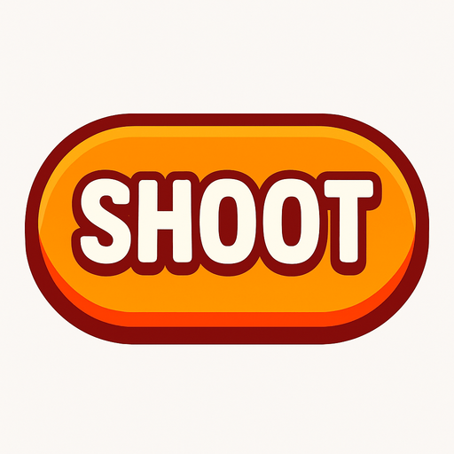 Button with says shoot.
In-Game asset.  2d.  High contrast.  No shadows