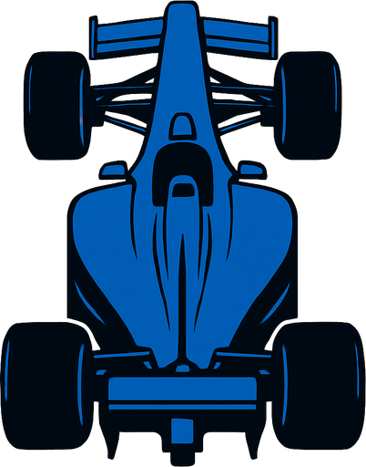 Blue F1 from a bird's eye view..
In-Game asset.  2d.  High contrast.  No shadows