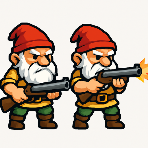 2d sprites old dwarf hold shootgun.
In-Game asset.  2d.  High contrast.  No shadows
