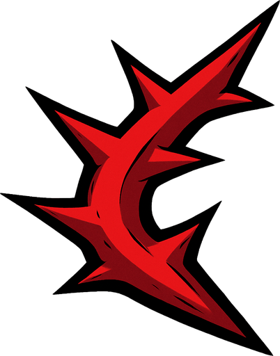 Red thorn pointed.
In-Game asset.  2d.  High contrast.  No shadows