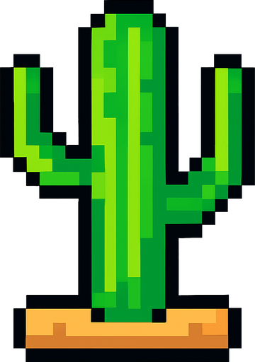 Cactus 8 bit.
In-Game asset.  2d.  High contrast.  No shadows