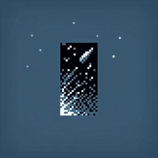 bullet launching upwards.
Single Game Texture. In-Game asset. 2d. Blank background. High contrast. No shadows. Pixelated.