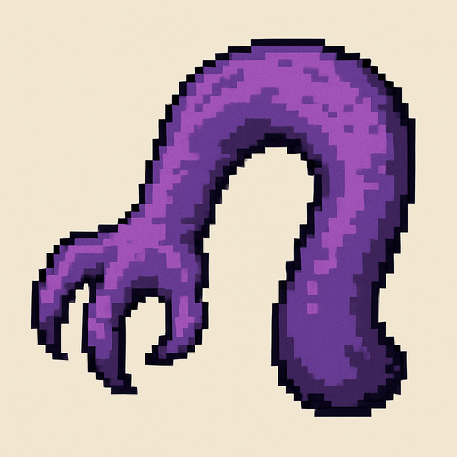 2d pixel art high quality purple monster arm with 3 finger hand.
In-Game asset.  2d.  High contrast.  No shadows