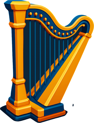 harp.
In-Game asset. 3d.  High contrast.  No shadows