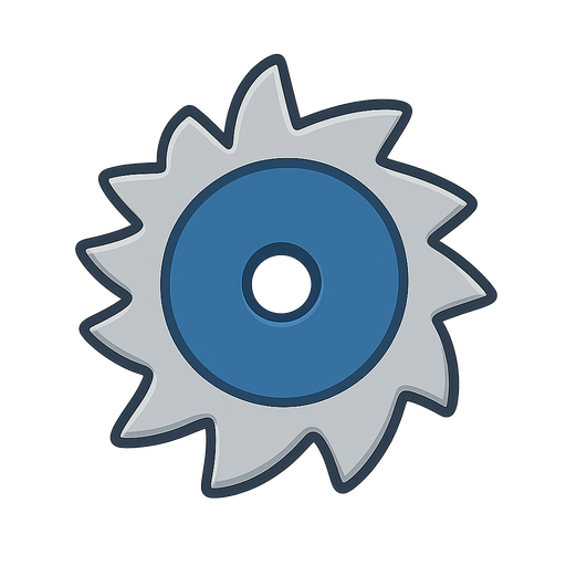 Sawblade with blue inside. No background. Transparent background. Blank background. No shadows. 3d. In-Game asset. flat