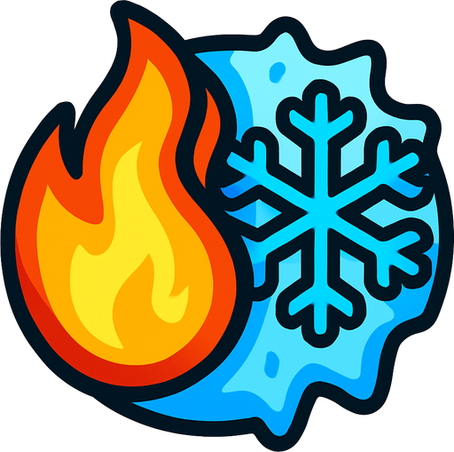 A Fire and Freeze Super Power 2D.
In-Game asset.  2d.  High contrast.  No shadows