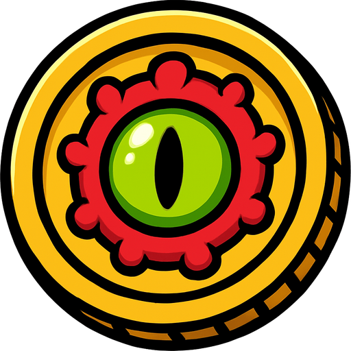Moneda ojo monstruo.
In-Game asset.  2d.  High contrast.  No shadows