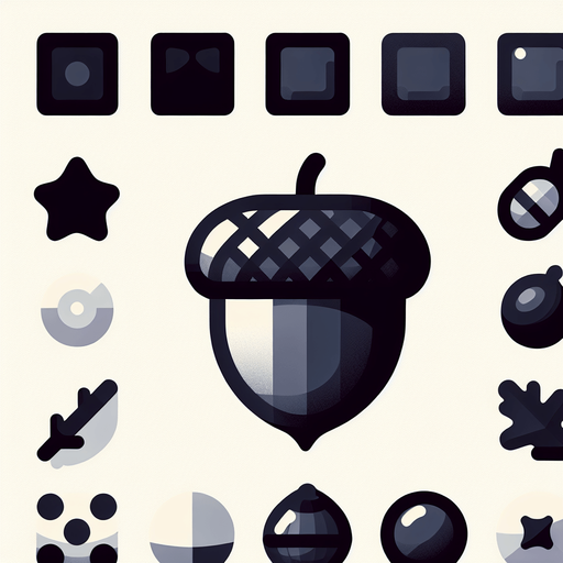 acorn.
Single Game Texture. In-Game asset. 2d. Blank background. High contrast. No shadows.