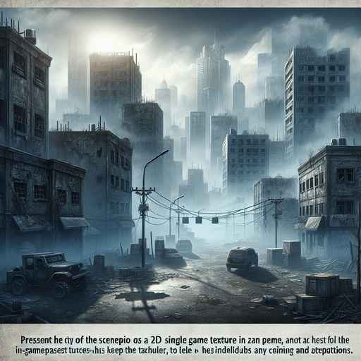 Zombie apocalypse city.
Single Game Texture.  In-Game asset.  2d.  Blank background.  High contrast.  No shadows