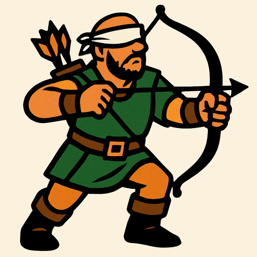 Kör bir okçu.
In-Game asset.  2d.  High contrast.  No shadows