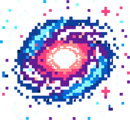 Galaxy pixelart in black background
Single Game Texture. In-Game asset. 2d. Blank background. High contrast. No shadows.