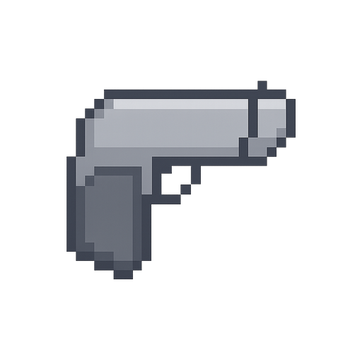 pixel art gray weepon. No background. Transparent background. Blank background. No shadows. 2d. In-Game asset. flat