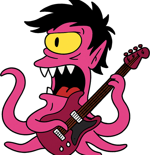 Make my character pink and make him have rock hair and a rock guitar