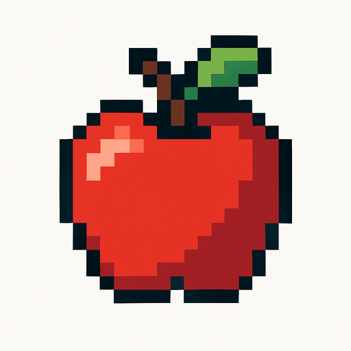 Make me a apple pixel 2d.
In-Game asset.  2d.  High contrast.  No shadows