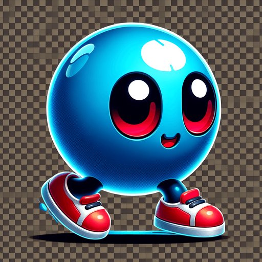A tiny arcade-style jumper character with a playful look. Minimalist design, round body, short legs, and big eyes. Bright blue color, wearing red sneakers. Designed for fast jumping and dashing, perfect for dodging obstacles. Appears lively and determined. Transparent background..
Single Game Texture.  In-Game asset.  2d.  Blank background.  High contrast.  No shadows