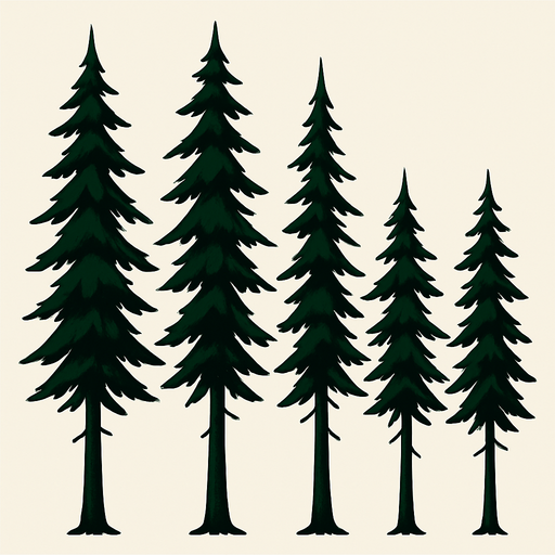 big long 7 pine trees.
In-Game asset.  2d.  High contrast.  No shadows