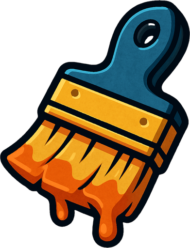 Paint brush.
In-Game asset.  2d.  High contrast.  No shadows