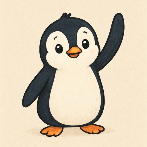 bir penguen çizmeni istiyorum bir eli havada olsun eli biraz uzun olsun çok tatlı bir penguen olsun