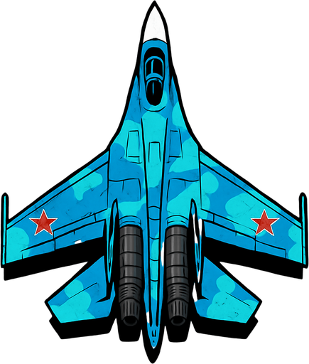 Su 27 uppifrån.
In-Game asset.  2d.  High contrast.  No shadows