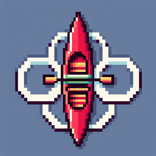 sprite sheet for an olympic red large width canoe. bird-eye view. pixelated..
Single Game Texture. In-Game asset. 2d. Blank background. High contrast. No shadows.