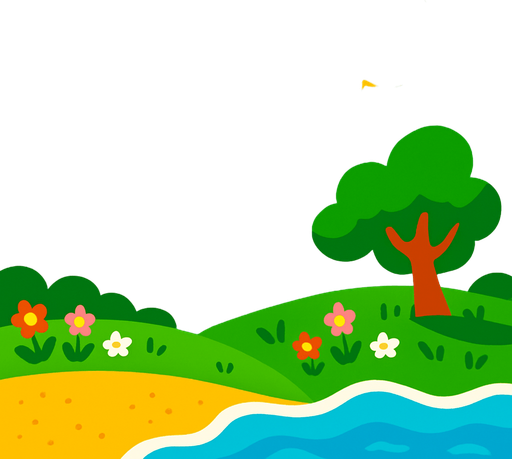 Fond d'écran été.
In-Game asset.  2d.  High contrast.  No shadows